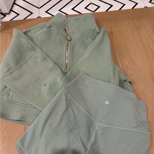lululemon athletica Green Athletic Shorts and sweater